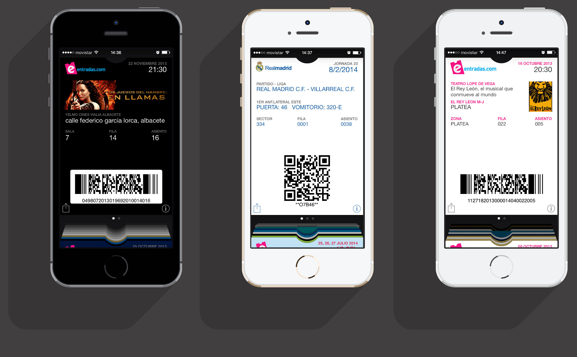 Passbook Los juegos del hambre, passbook Real Madrid, Passbook El rey León