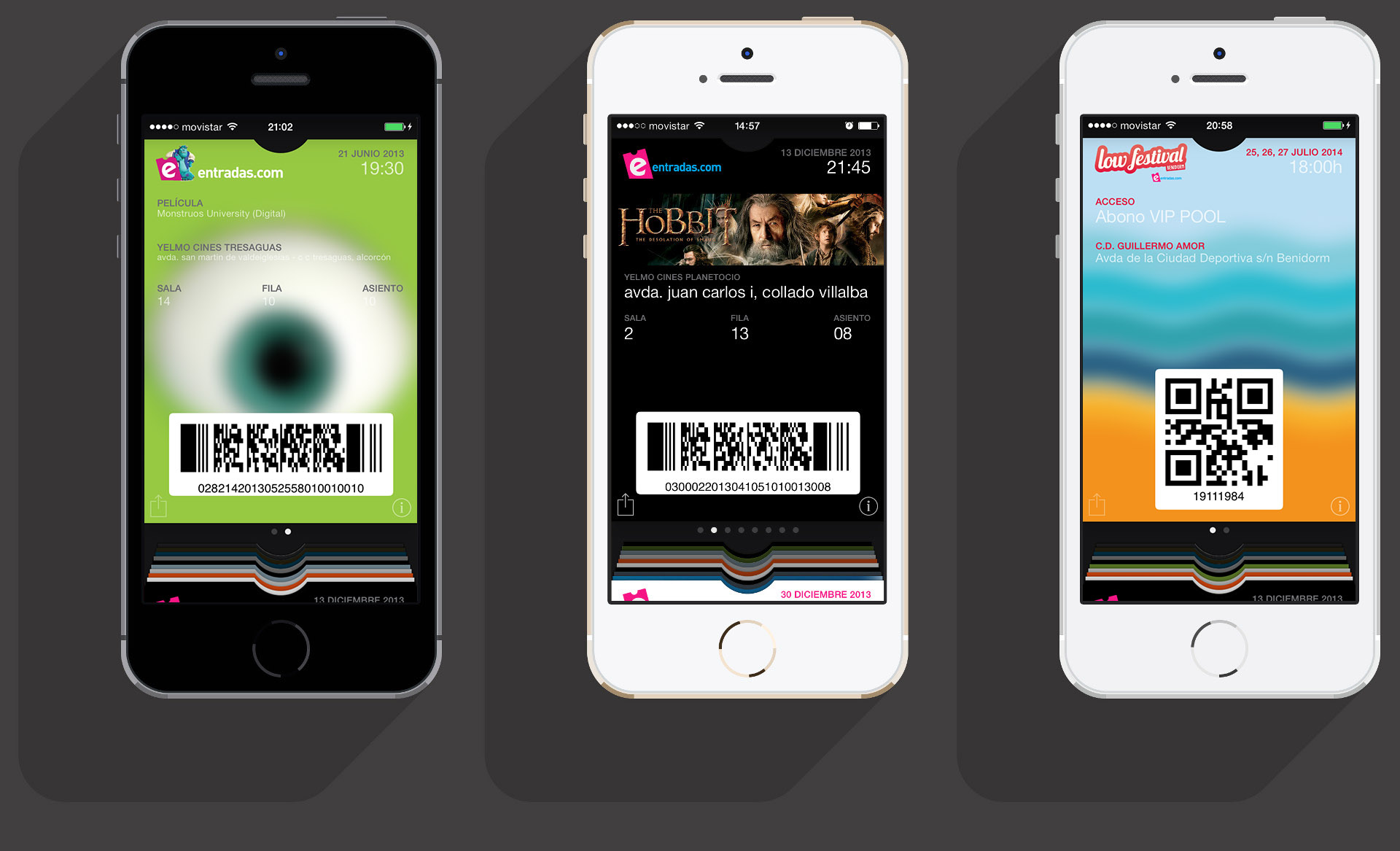 Passbook LowCost festival, Passbook Real Madrid vip, passbook El Hobbit