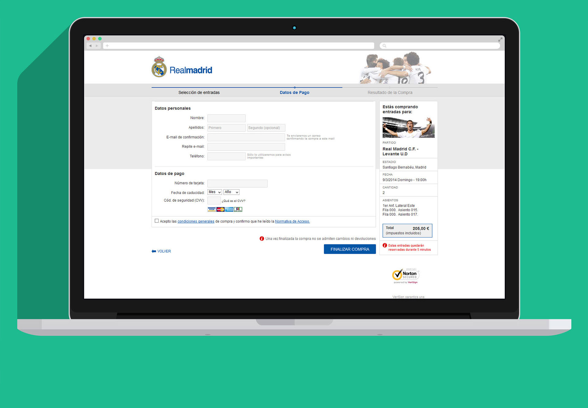 Real Madrid navegacion web desktop
